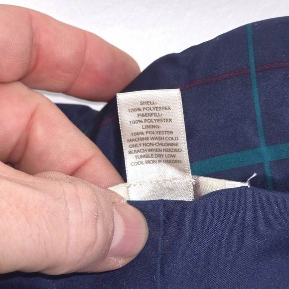 LOFT Puffer Vest Womens Small Navy Plaid Clueless Preppy Academia Style Full Zip - Picture 6 of 16